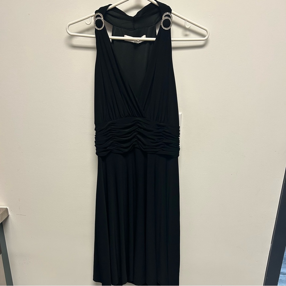 Evan Picone Black Sleeveless Halter Fit and Flare Dress. size 10 - Picture 3 of 6